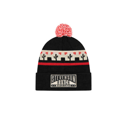 Winter Classic Knit Pom Beanie (Black/Red/Cream)
