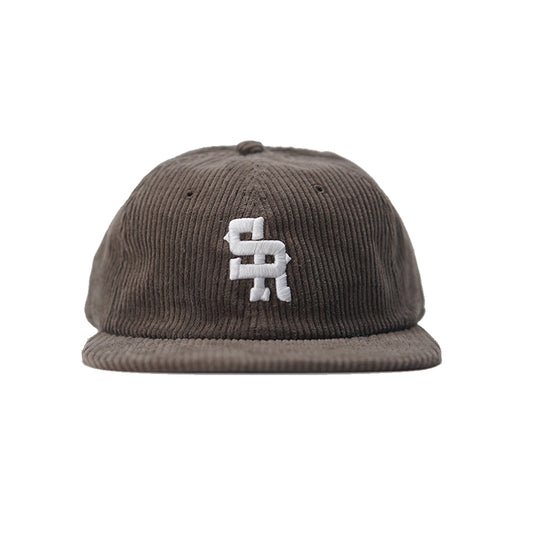 Gorra Strapback de pana (marrón/blanco)