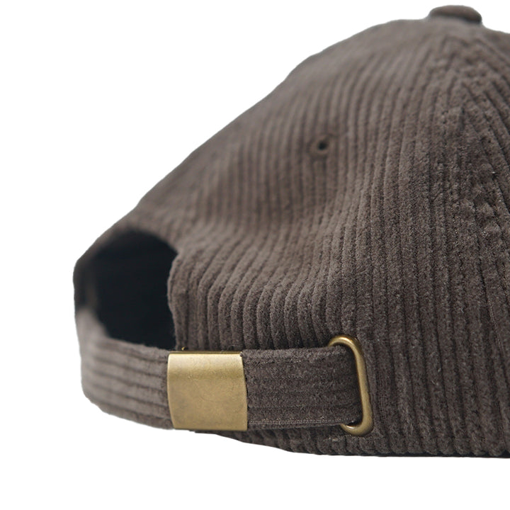 Corduroy Strapback Hat (Brown/White)