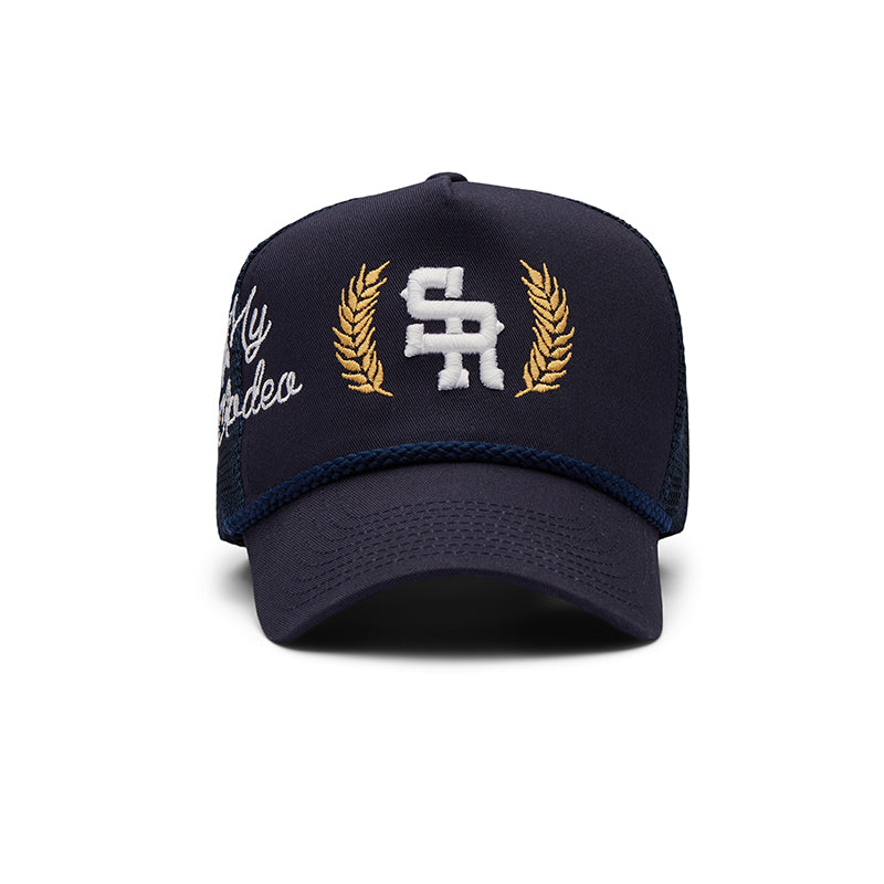Structured Rope Trucker Hat (Navy/Gold)