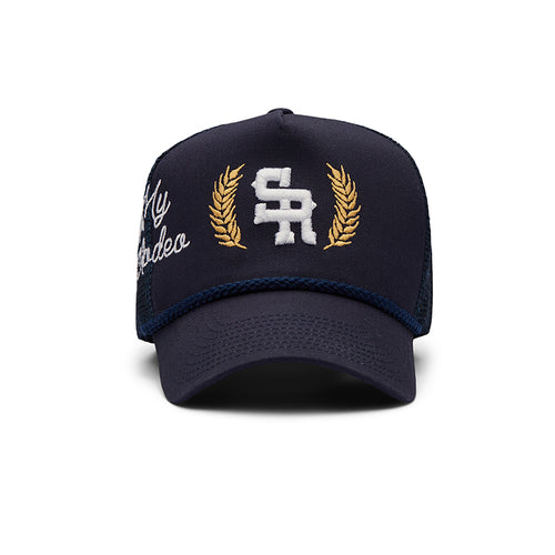 Structured Rope Trucker Hat (Navy/Gold)