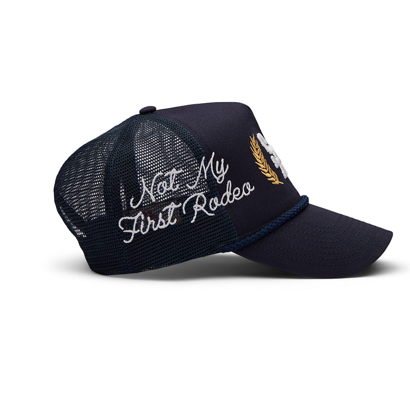 Structured Rope Trucker Hat (Navy/Gold)