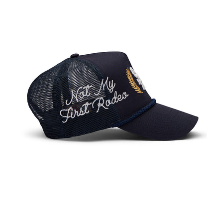 Structured Rope Trucker Hat (Navy/Gold)