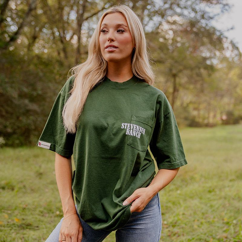 Distressed Pocket Tee (Green)