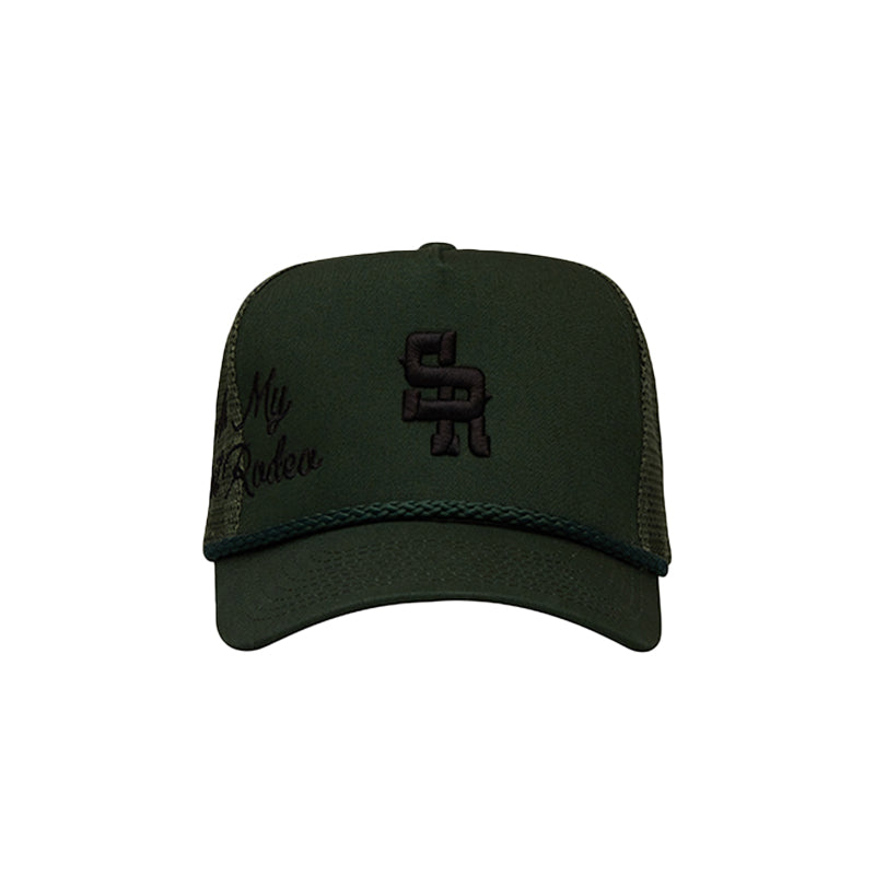 Gorra de camionero estructurada NMFR (verde/negro)
