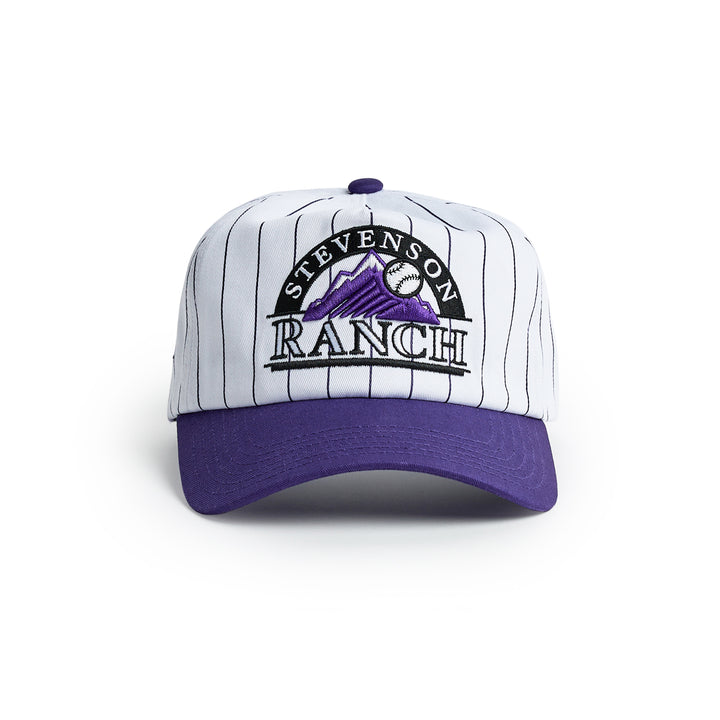 Pinstripe Unstructured Hat (White/Purple)
