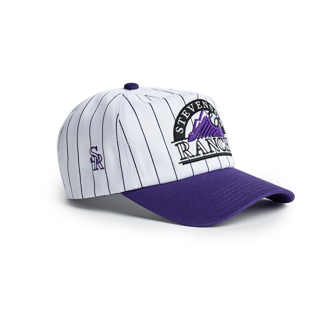 Pinstripe Unstructured Hat (White/Purple)