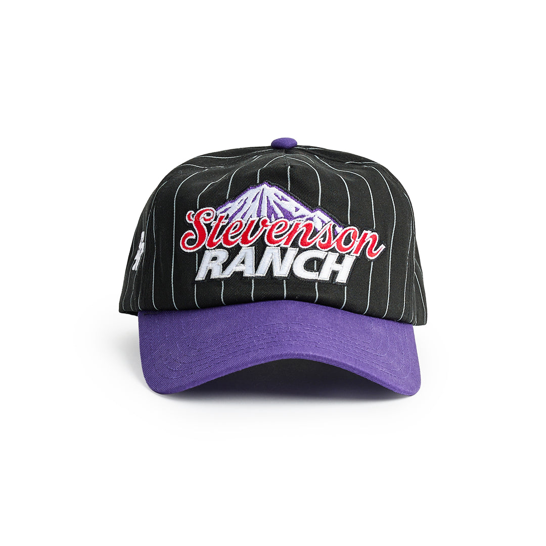 Pinstripe Unstructured Hat (Black/Purple)