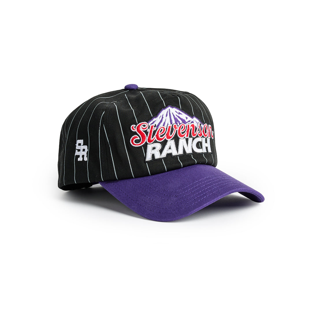 Pinstripe Unstructured Hat (Black/Purple)