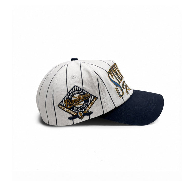 Pinstripe Unstructured Hat (Navy/White)