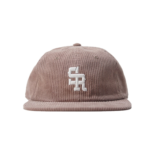 Gorra de pana con tira trasera (rosa/blanco)